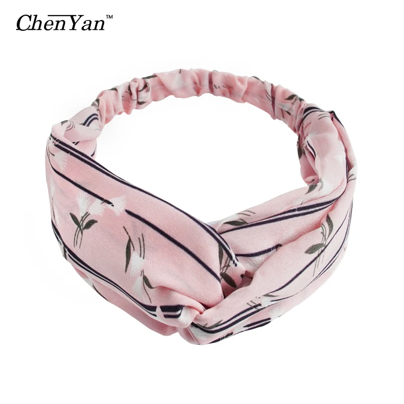 Chen Yan Satin полосатая повязка на голову Girl повязки с узелком New Wild Hairband FD18022| |