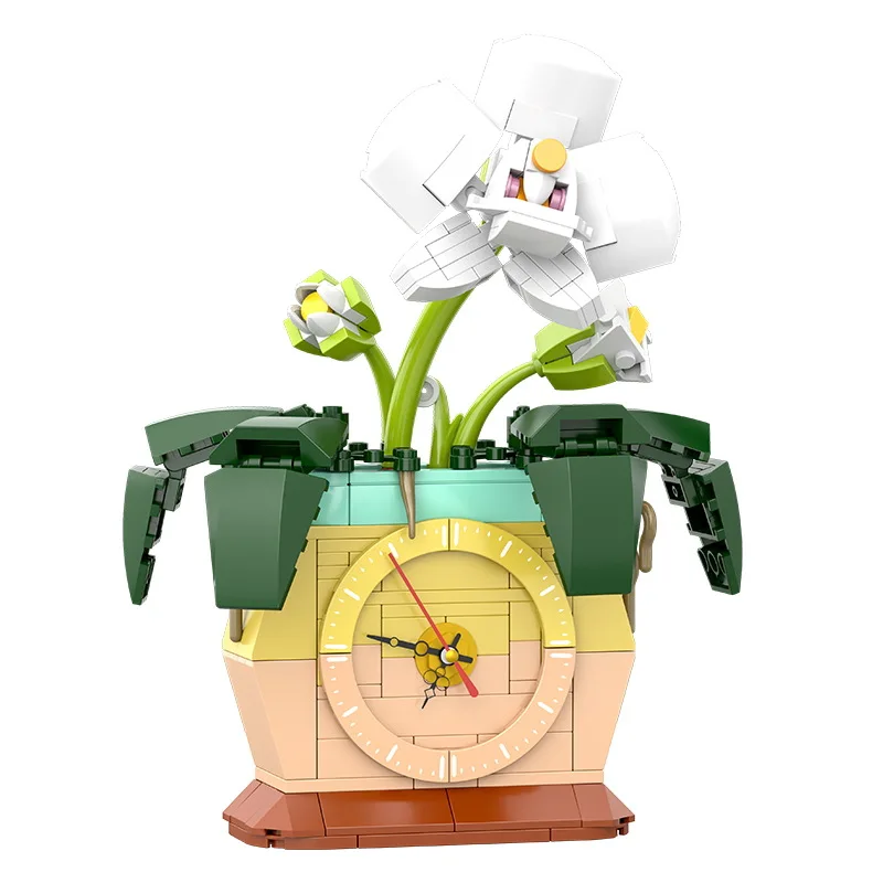

260pcs Creator Cactus Clock MOC Plants Building Blocks Bricks DIY Horometer Home Furnishings Toys For Kids Adult