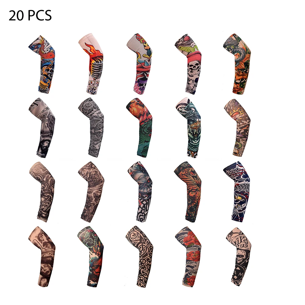 

20pc Single Riding Sun Protection Tattoo Sleeve Tattoo Cooling Arm Sleeves Cover Basketball Golf Cycling Sport UV Sun Protection