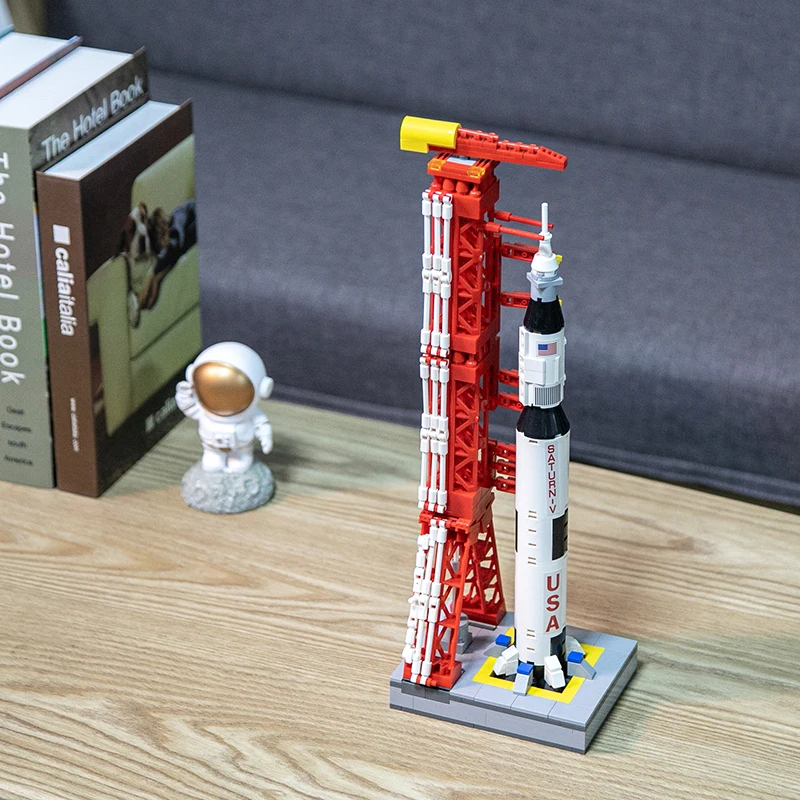 

Новинка Apollo Saturn V модель космической модели заднего вида со строительными блоками Launch Tower для детской модели в подарок