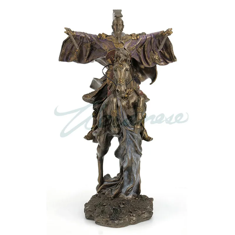 

CHINESE STYLE ROMANCE OF THREE KINGDOMS HERO CHARACTERS ART SCULPTURE BACKUP LIU RIDING HORSE STATUE RESIN HOME DECORATION R2319
