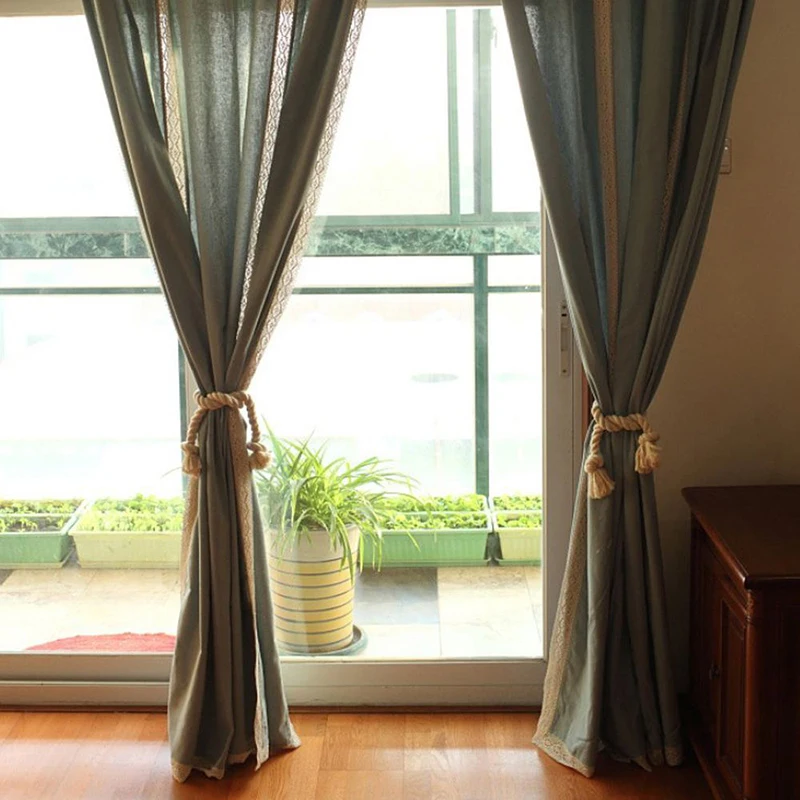 Шнур для штор плетеная веревка из хлопка и льна бежевые зажимы держатель