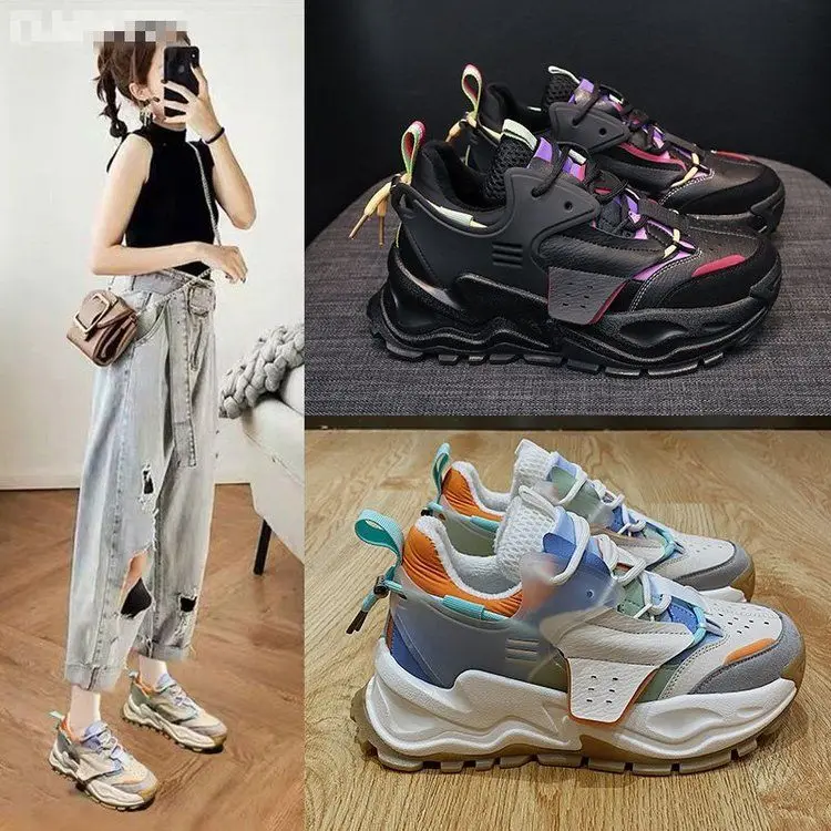 

2021 модная Высококачественная классическая спортивная женская обувь на толстой подошве Удобная дышащая Уличная обувь для отдыха с круглым ...