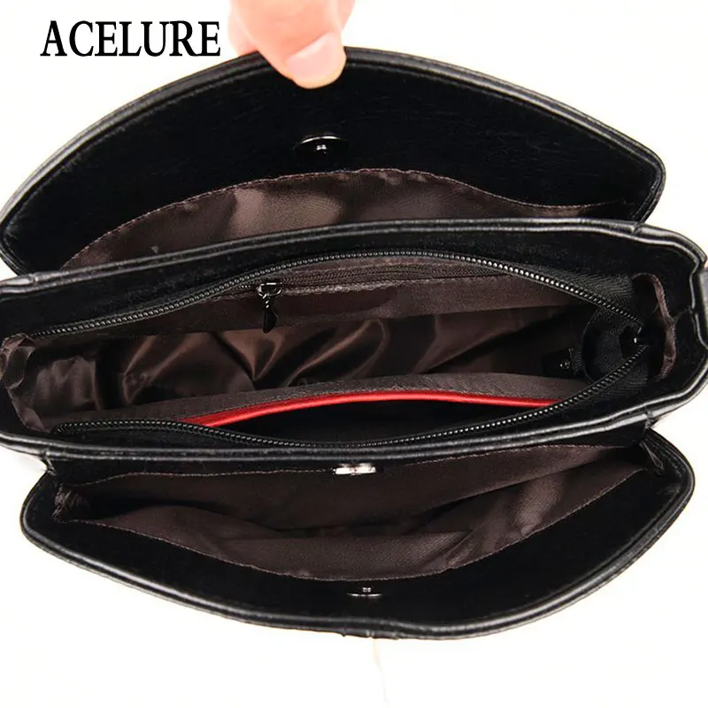 

ACELURE Simple Fashion Shopping Bags Purse Solid Color Soft PU Leather Small High Capacity Shoulder Crossbody Bags for Women