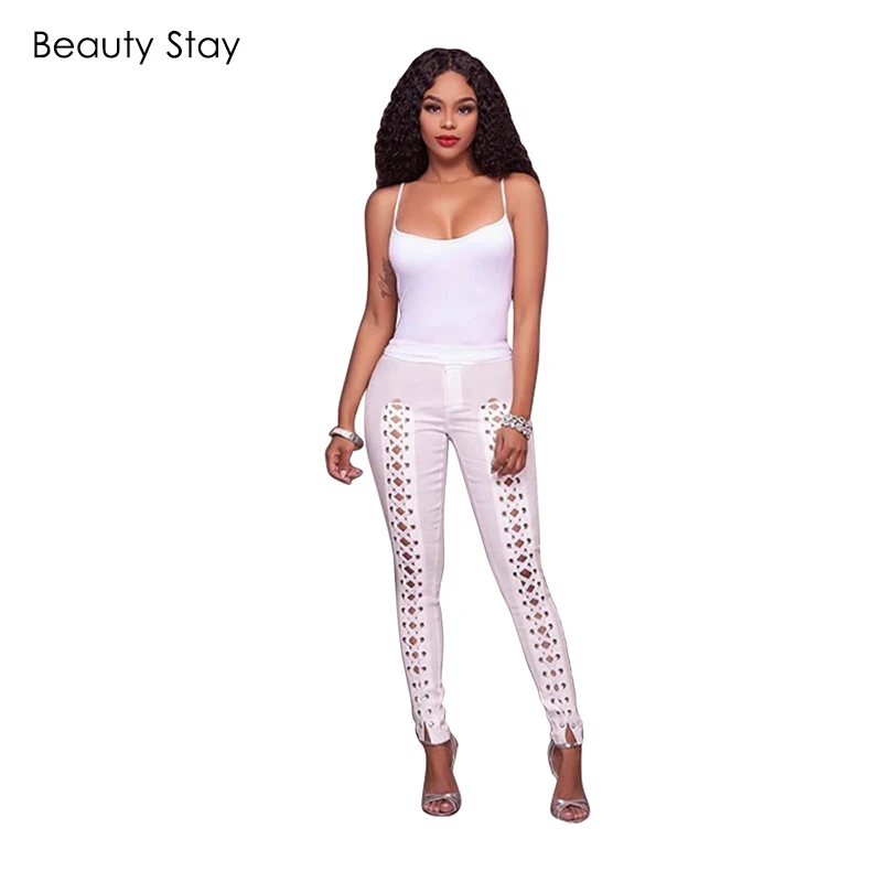 Сексуальные леггинсы BeautyStay из спандекса с вырезами женские летние Эластичные