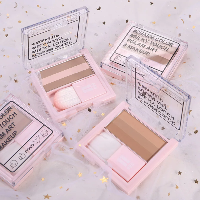 Красота глазурованная 3 цвета бронзовая палитра хайлайтер мерцающие тени для век