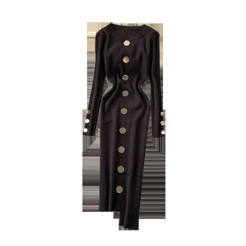 Женское трикотажное платье на пуговицах С АСИММЕТРИЧНЫМ ПОДОЛОМ | Женская одежда