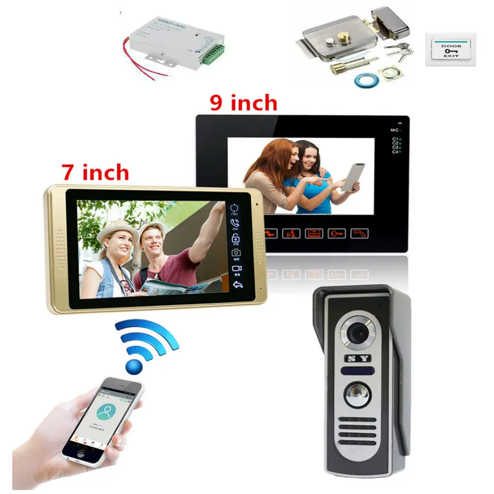 7 &quotпроводной Wi-Fi видео дверной звонок Система с одной кнопкой разблокировки для
