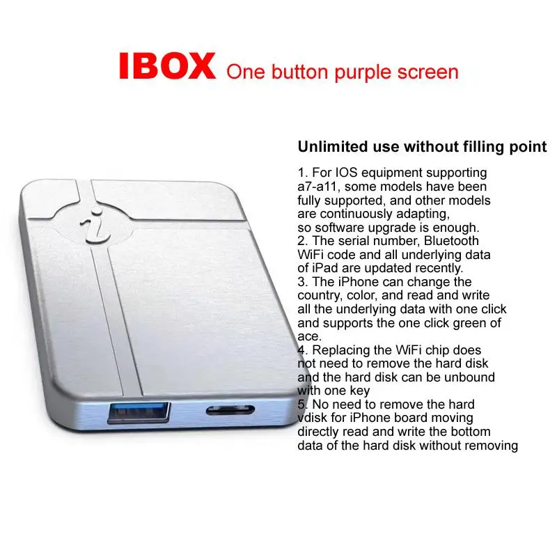 IBox не требует разборки HDD Чтение Письмо изменить серийный номер для IPHONE A7 A8 A9 A10 A11