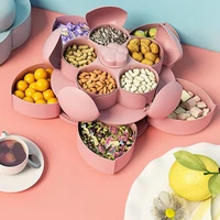 petal shape rotating candy box snack nut box flower candy fruit plate food storage case two deck storage organizer