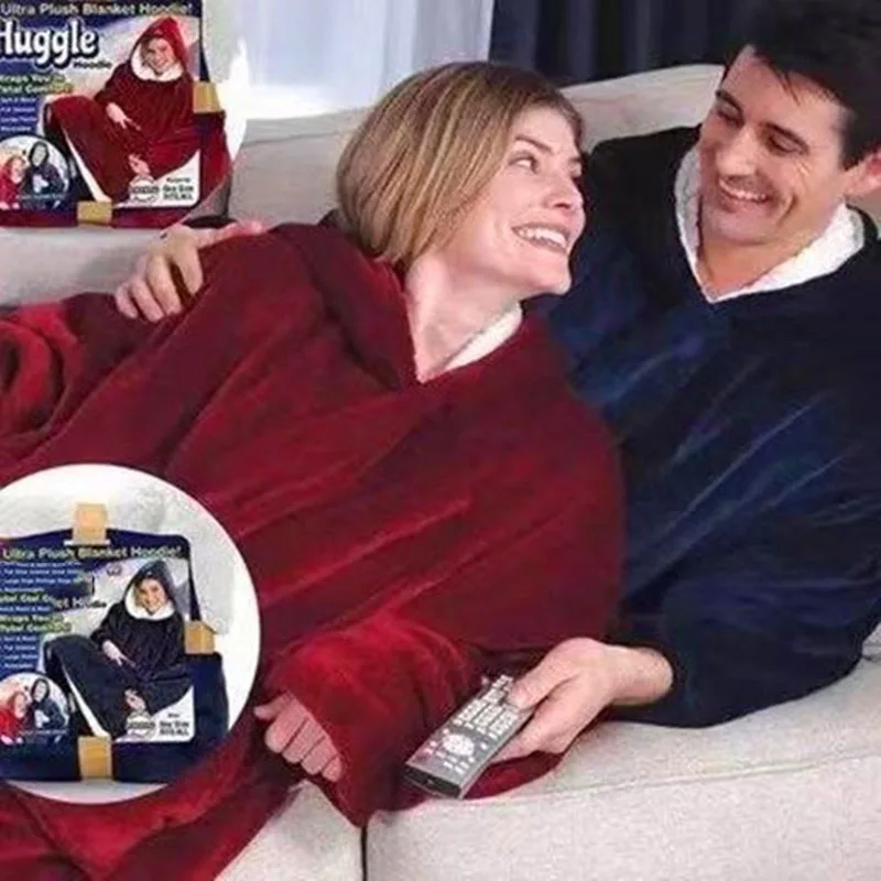 Зимнее одеяло покрывало шерпа утяжеленное Флисовое с капюшоном рукавом Ультра