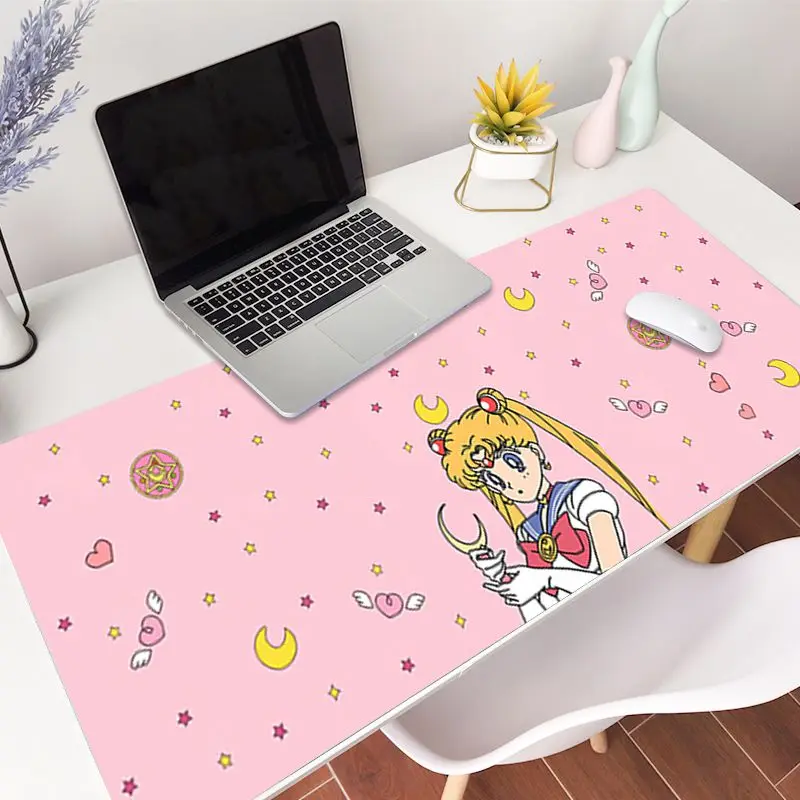 Розовый Сейлор Мун узор Kawaii девичьи новые Печатный игровой Мышь Pad блокированный