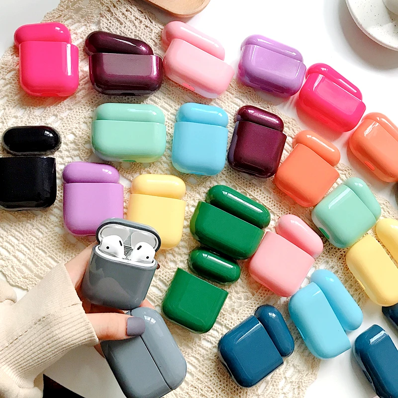 Однотонный чехол для Apple Airpods Pro 1/2 ярких карамельных цветов Жесткий Чехол ПК