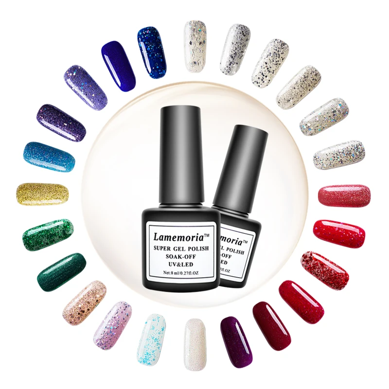 Гибридные Лаки с 1 флаконом голографический гель блестками полуперманентный