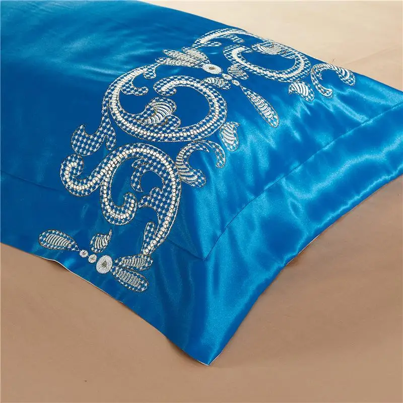 

4pcs Silk Egypt Cotton Classic Elegance Luxury Bedding Set Embroidery Duvet cover sets Bed Sheet Pillowcases Queen King size