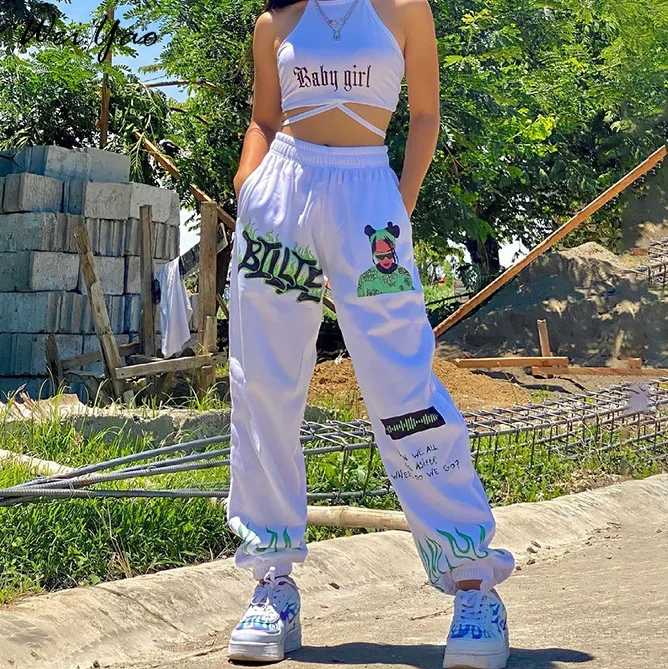 

Повседневные Спортивные штаны с мультяшным принтом, брюки-джоггеры, осень 2021, корейская мода, Ранняя Мода, брюки-карго в стиле Харадзюку Y2k, у...