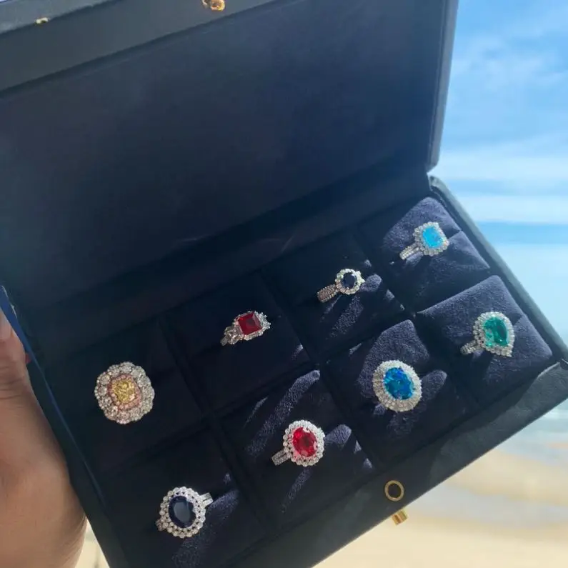 

Customized Yellow Hit Pink 2 Karat Main Shilei Dean Yellow Diamond Gemstone Ring Female Luxury Simulation Diamond Ring Exclusive