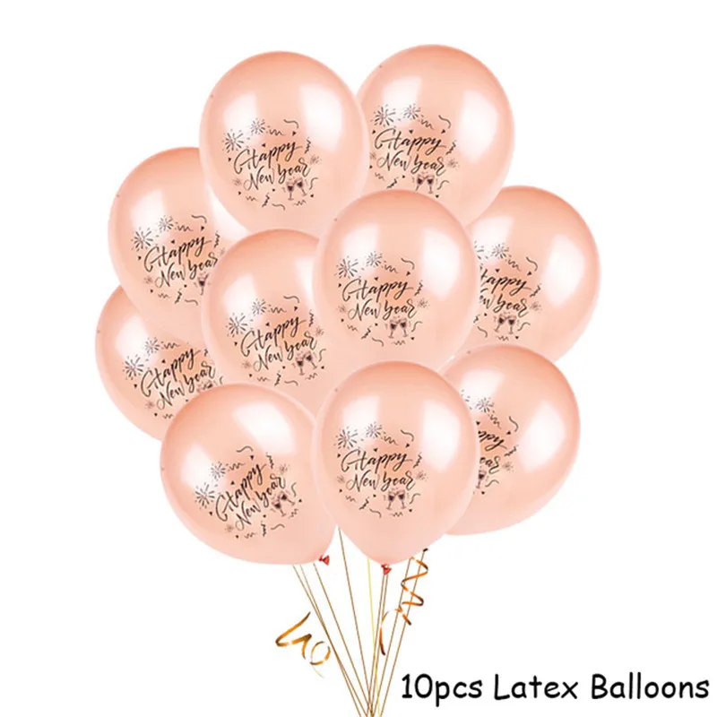 10pcs Champagne Воздушные шары Золотое серебряное число фольги Гелиевый шар счастливый год воздушный шар Счастливого Рождества Год Вечерние Декор Noel - Цвет: 10pcs Champagne