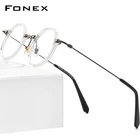 FONEX Мужская и женская круглая оправа, ацетатная титановая оправа для очков для коррекции зрения, модель F85673 в стиле ретро, 2021