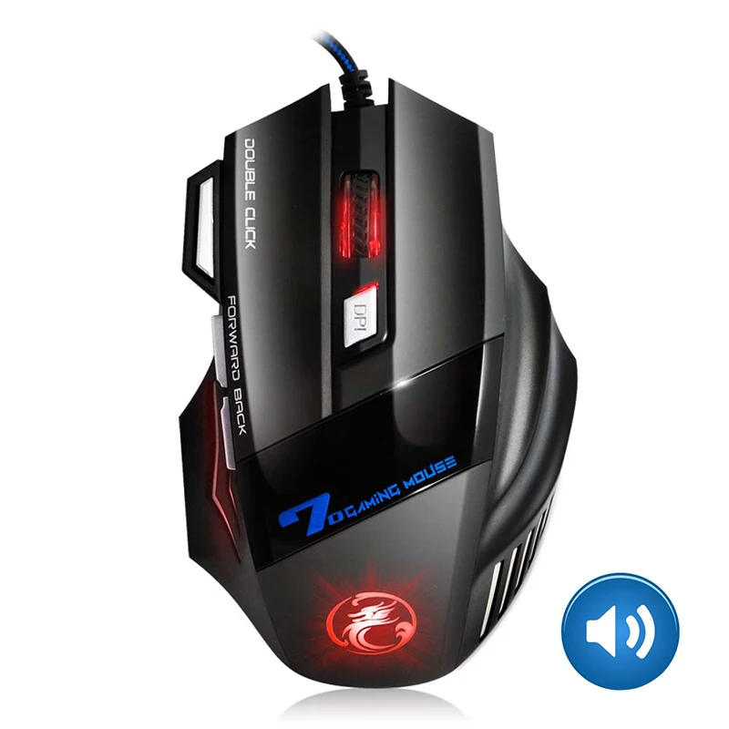 Sound Mouse Игровая мышь, компьютерная эргономичная мышь, Проводная игровая мышь, 5500 dpi, тихий геймер, мышь, оптическая подсветка, PC Mause, 7 кнопок для ноутбука - Цвет: Sound Mouse