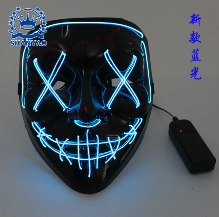 Клоун для косплея светящаяся маска Костюм на Хэллоуин реквизит светодиодный