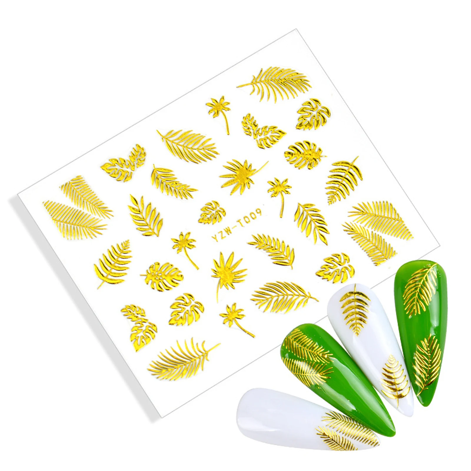 

1 Pcs Gold Bronzing Leaf Nail Stickers 3D Russian Flowers Geometry Wave Lines Self Adhesive Sliders Paper Nail Decals Manicures