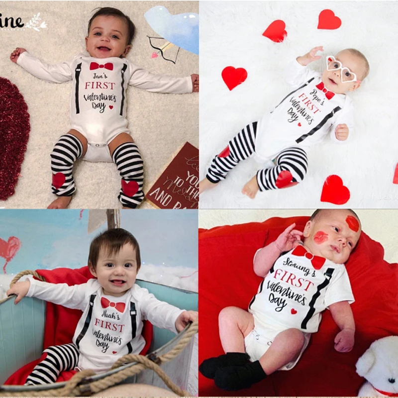 Комбинезон для новорожденных с надписью My First Valentine|Комплекты одежды| |