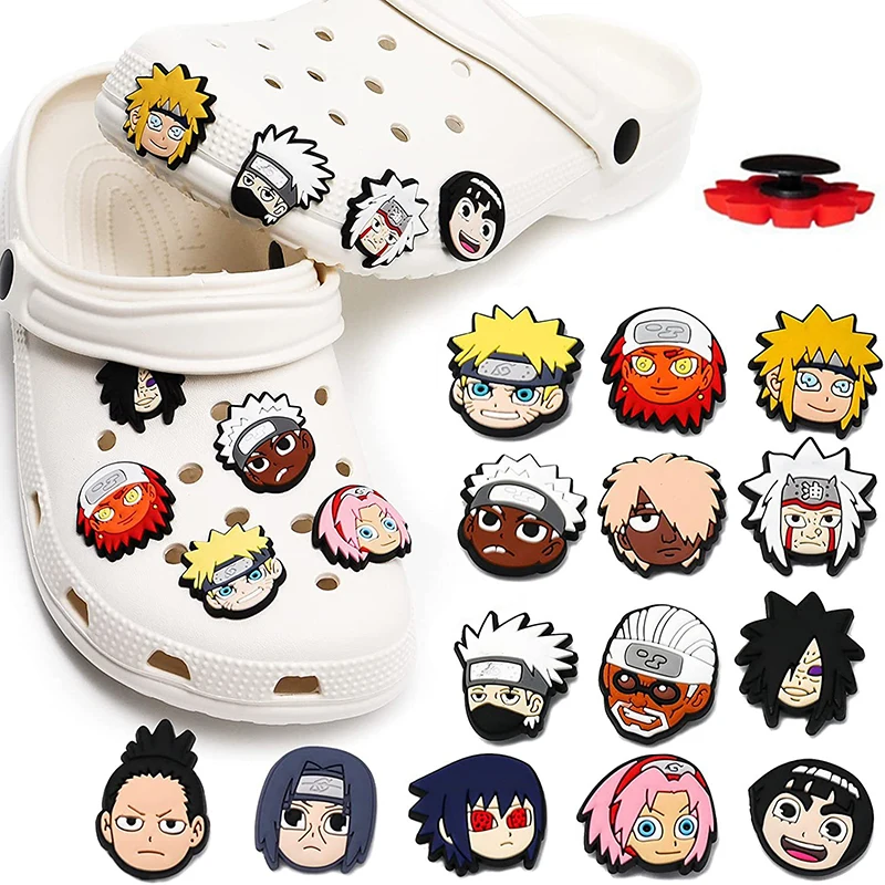 14 Pcs Anime Naruto PVC Cartoon Shoes Charms Waterproof Sandals Decorate Accessories Buckle Decorations Toys for Children Gift