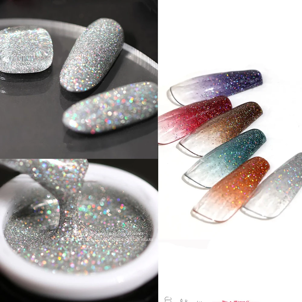 

Laser Kaleidoscope Nail Polish Gel Flash Reflective Colorful Laser Effect UV LED Universal Glitter Nail Gel Polish Varnish