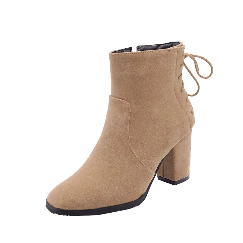 Женские ботинки с квадратным носком на толстом каблуке | Обувь