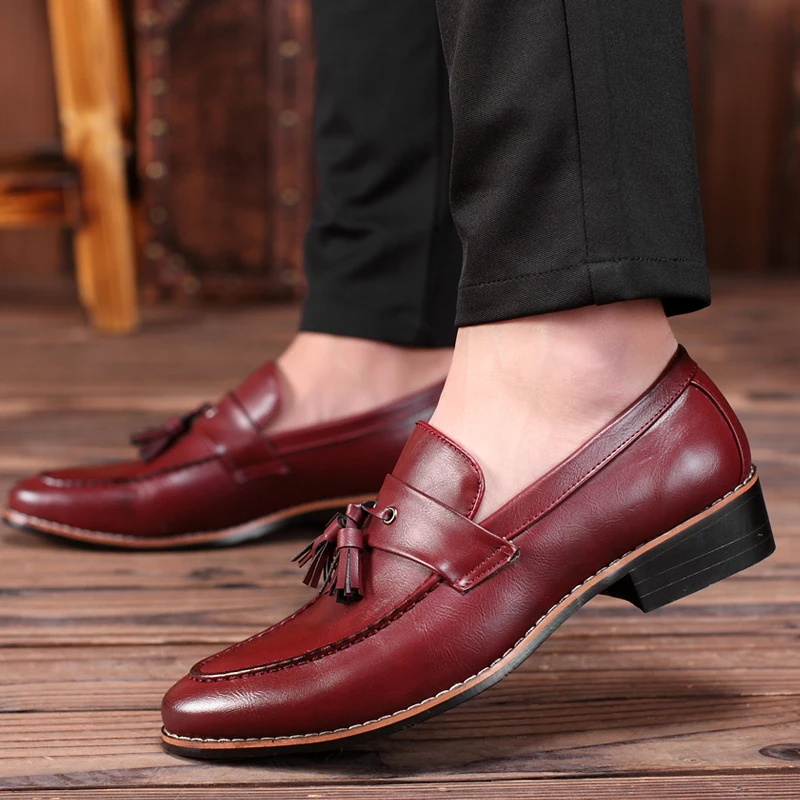 38-48 мужские лоферы из кожи с кисточками Роскошные брендовые модные дизайнерские
