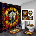 Душевая занавеска Guns N Roses с 3D принтом, водонепроницаемая занавеска для ванной, Противоскользящий коврик для ванной, набор ковриков для туалета, ковер для дома
