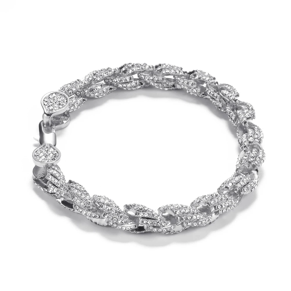 Хип-хоп золотой тон для мужчин s Bling Iced Rope браслет покрытый высоким качеством женский мужской браслет-цепочка для вечерние подарки