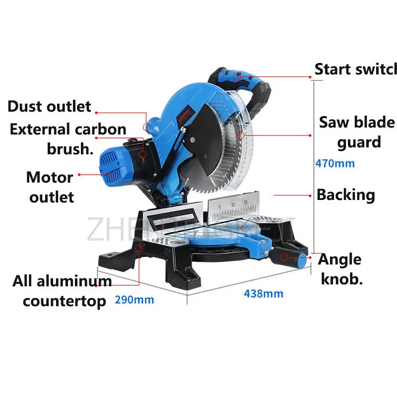 

10 Inches Bevel Aluminum Sawing Machine Wood Metal Aluminum Cutting Tools Multifunction High Precision 45 Belt Type 2200W