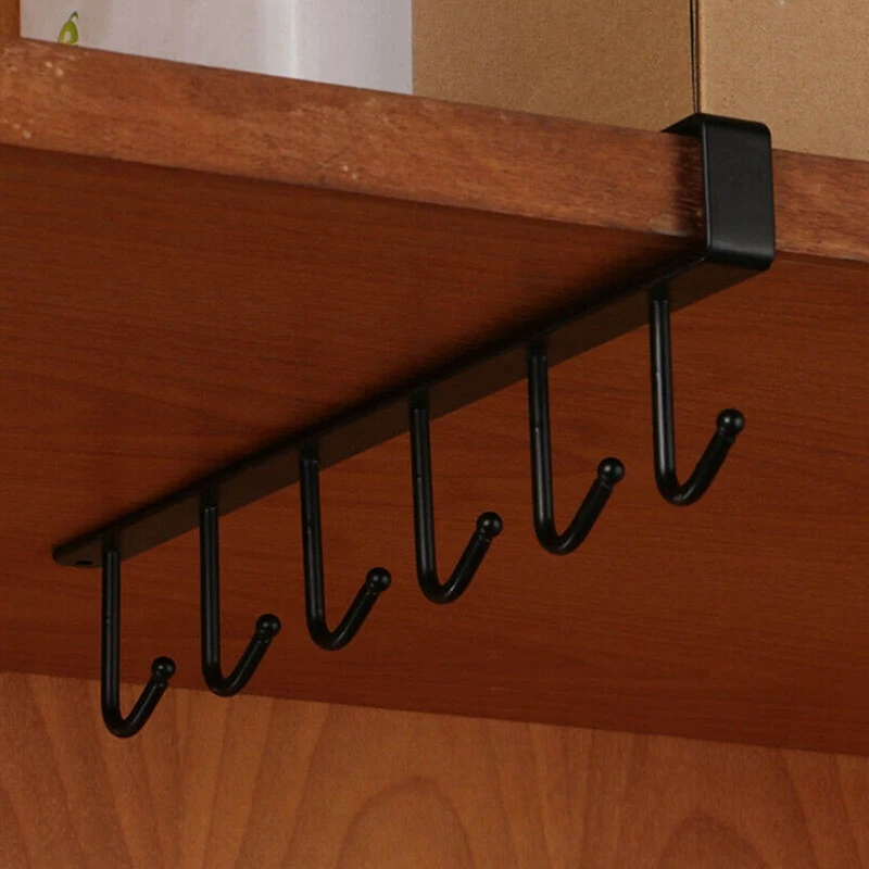 

Kitchen Wrought Iron Seamless Nail-free Hook Cabinet Storage Rack Multifunctional Wardrobe Row Hook Door Rear Finishing