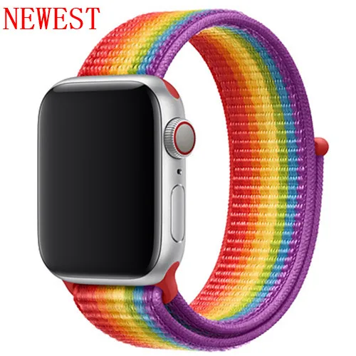 Pride Edition N4 Нейлоновый ремешок для Apple Watch band 42 мм 38 мм iWatch 4 band 44 мм 40 мм Браслет спортивная петля ремешок для часов correa ремень дышащий - Цвет ремешка: Pride Edition N4