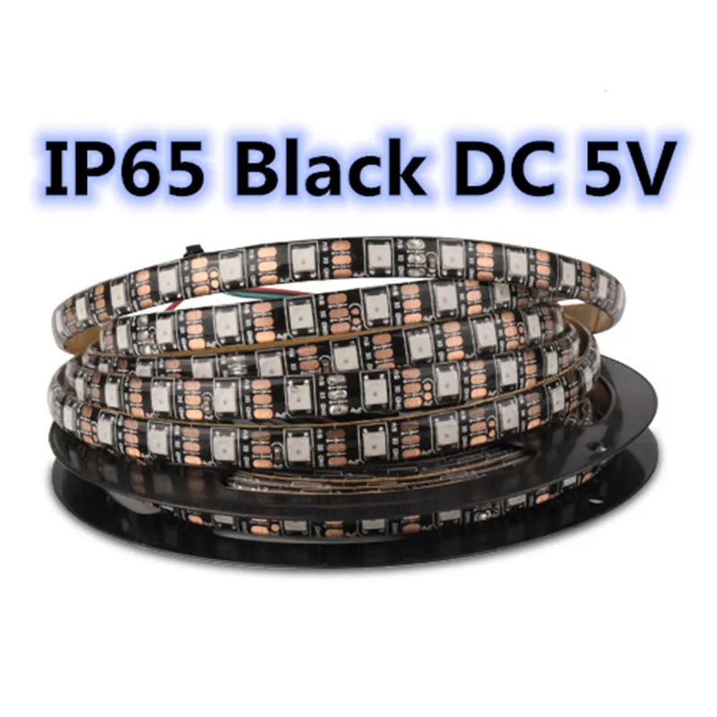 IP65 black PCB WS2812B Светодиодные ленты RGB ленты 30/60/144 светодиодный s/М ws2812 индивидуально адресуемых ФИТА полосы для ПК ambi светильник неоновый светильник DC 5V - Испускаемый цвет: IP65 black PCB
