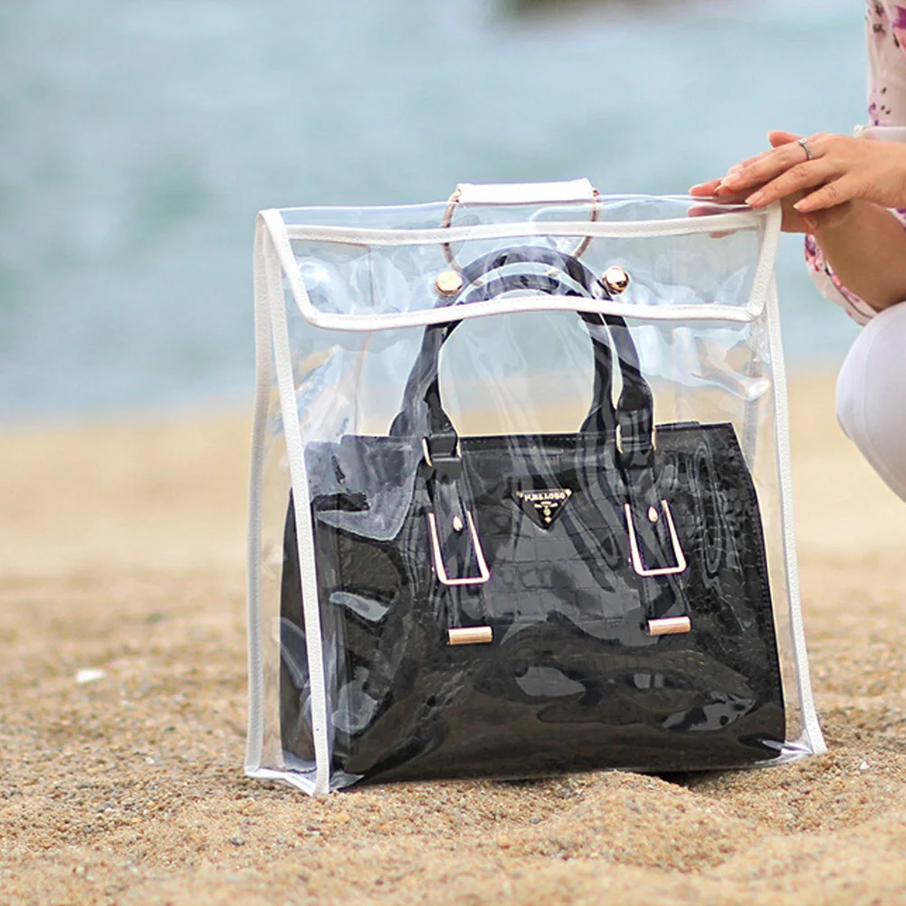 

Clear Tote Dustproof Wardrobe Ladies Hook Storage Bag Handbag Hang Holder