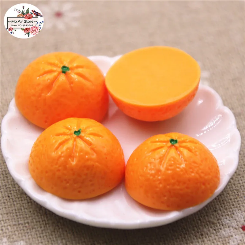 Полуапельсиновые фрукты 10 шт. 3D кабошон с плоской задней стороной миниатюрные