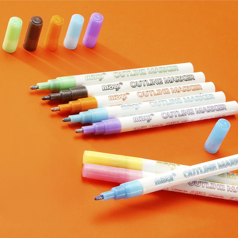 

8Color Dream Fluorescent Pen Mark Painting Color Double Line Outline Pen DIY Hand Account Pen Poster Greeting Card Art School