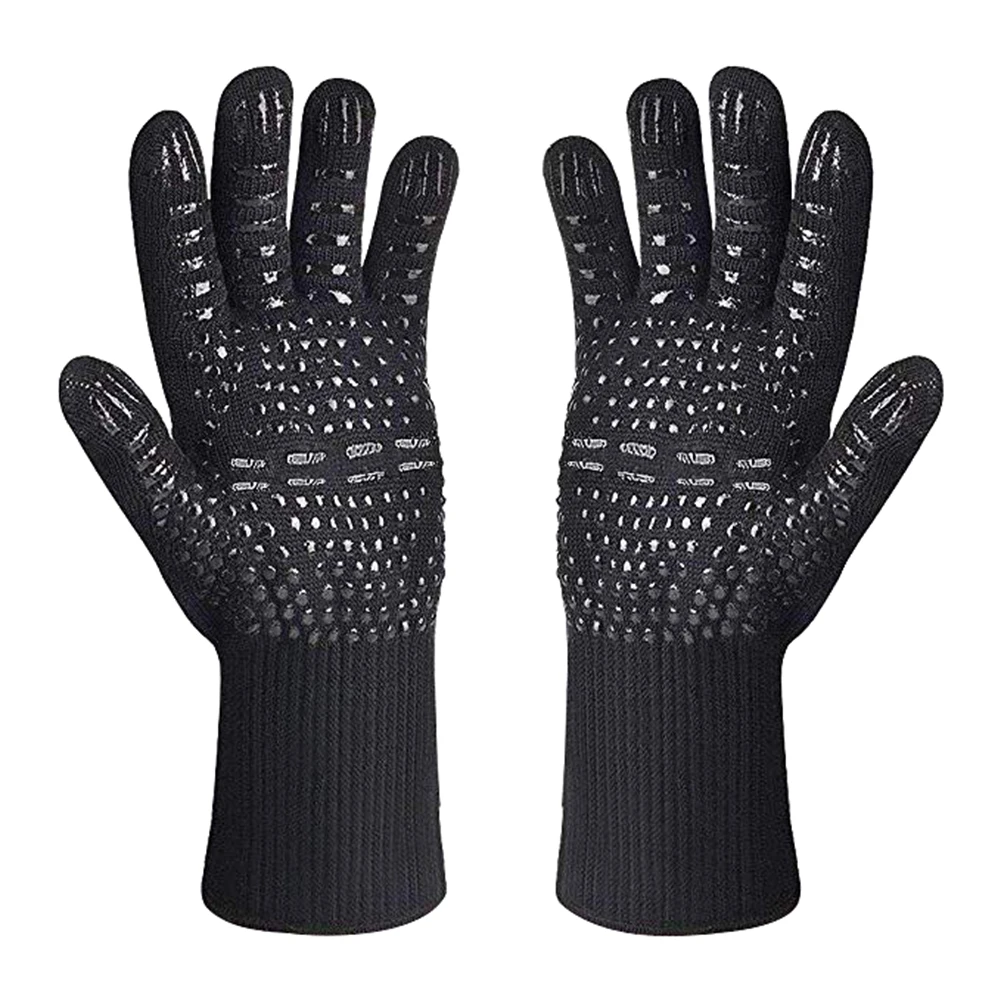 

1Pair BBQ Gloves High Temperature 500 Fireproof BarbecueHeat Insulation Microwave Kitchen Baking Gloves Grill Oven Mitts Glove