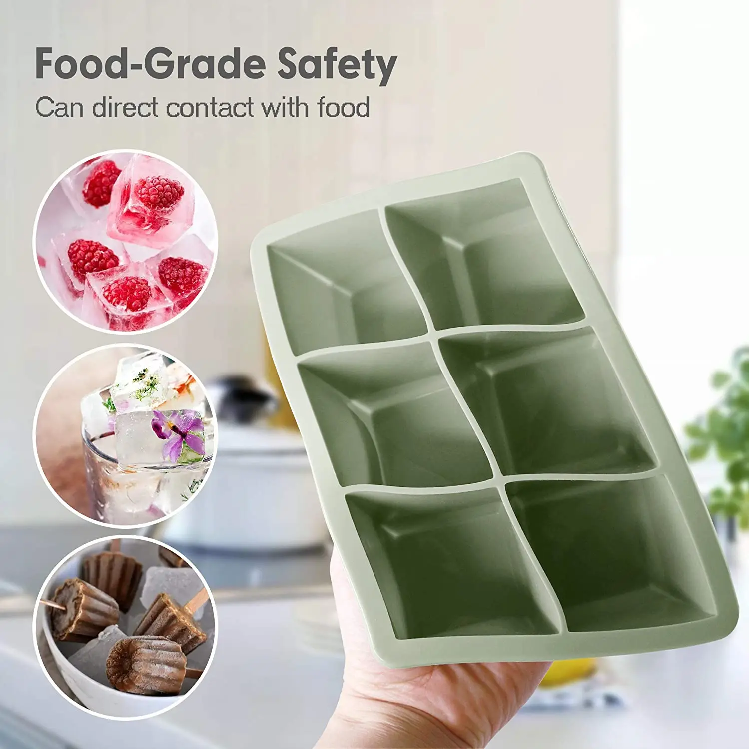 Big Grid Silicone Ice Cube Mold Maker Flexible Tray with Lid Kitchen Gadgets and Accessories  Дом и