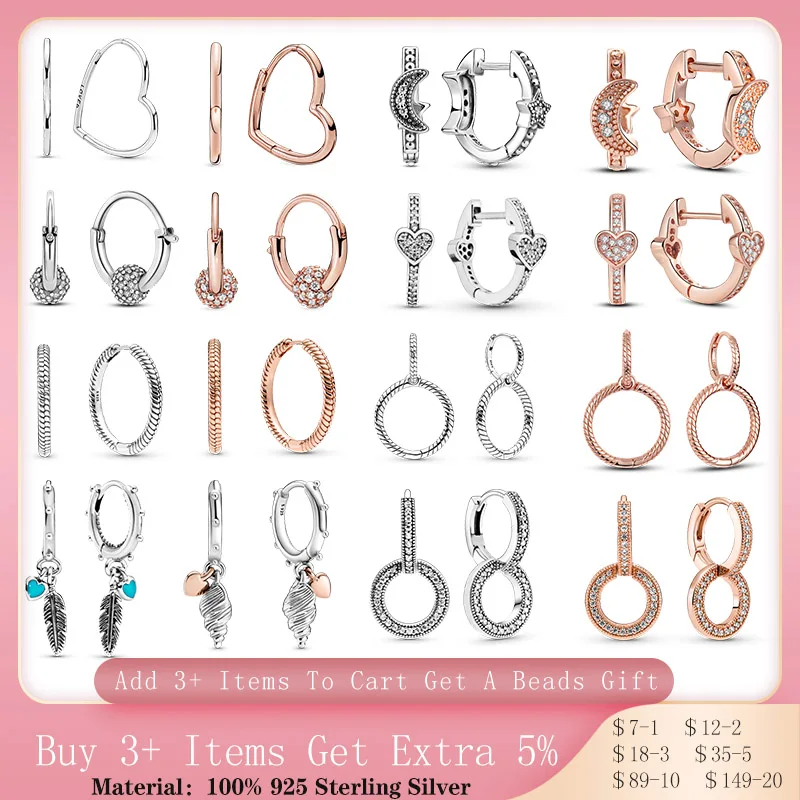 

Fashion 925 Sterling Silver Pan Earrings Asymmetrical Heart Hoop Earrings For Women Sterling Silver Original Earring Jewelry