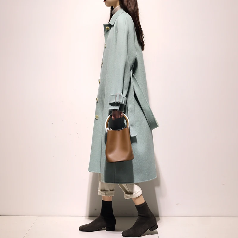 

Red double long cashmere coat whom young han edition loose 2020 new high-end double coat