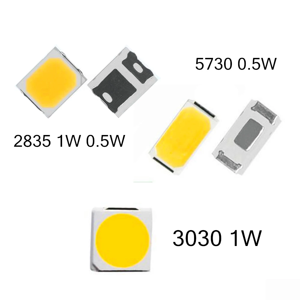 

Светодиодная лампа SMD 100, 2835, 3030, 5730, высокая мощность, 0,5 Вт, 1 Вт, 3 в, 6 в, 9 В, 18 в, 30, лм