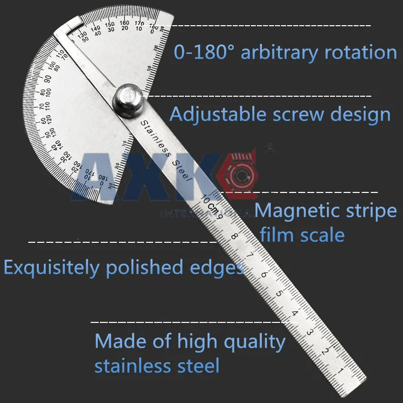 Высококачественная угловая линейка из нержавеющей стали 180 градусов 0-10 см