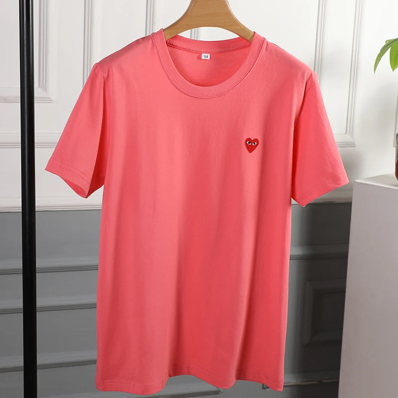 

FashionCouple pure cotton T-Shirt Casual Embroidery Single Love-Heart Breathable T-shirt Casual Summer Outfits For Man Women