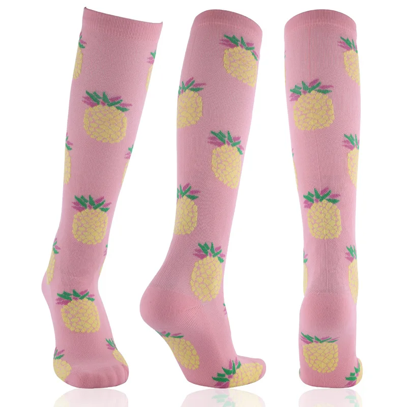 

Sport Compression Stockings Funny Pattern Fruit Banana Pineapple Leg Pressure Running Cycling Multi Color Compress Socks
