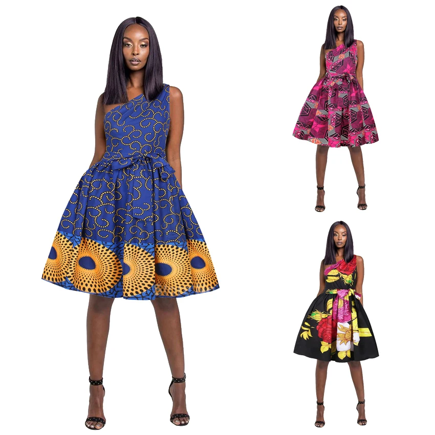 Летние платья с открытыми плечами для женщин в африканском стиле Анкара Дашики