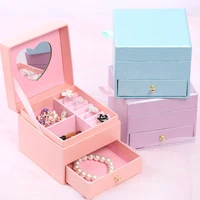 jewelry box earring storage box portable container for women double drawer storage necklace ring earrings jewelry gift box